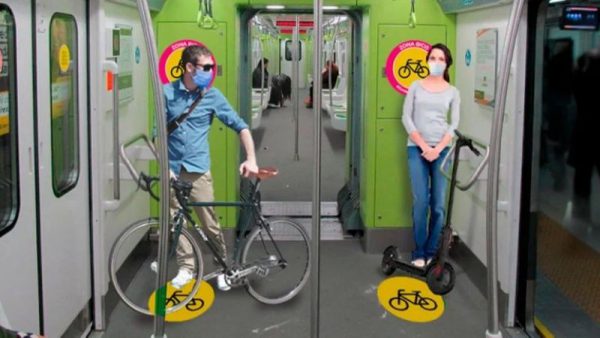 bicycles and skateboards on the subways
